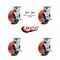 Service Caster 6 Inch Red Poly on Cast Iron Caster Set with Ball Bearings 4 Brake 2 Swivel Lock SCC-30CS620-PUB-RS-TLB-BSL-2-TLB-2 - alternate 3